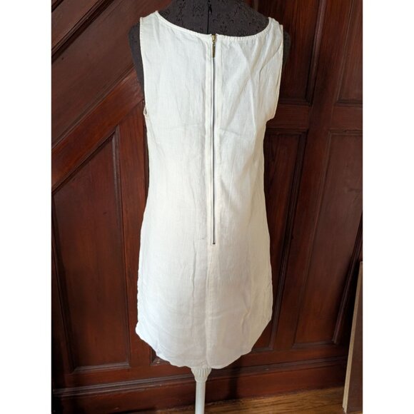 Cynthia Rowley Womens White Linen Sleeveless Shift Dress With Back Zipper Size 8 - Picture 2 of 6